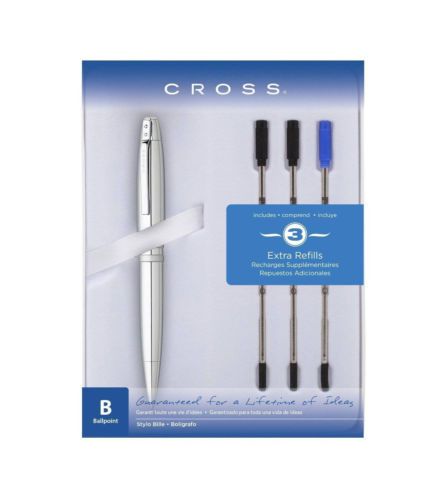Cross Chrome Ballpoint Pen Gift Box with 3 Refills