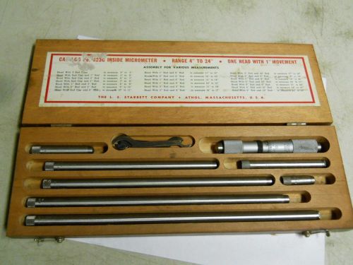 Starrett  #823C Inside Micrometer Set 4&#034;-24&#034;   used.  wood box