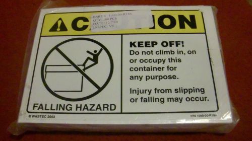 100 Pack Warning Sign Caution 5 x 7 ANSI- Keep Off Falling Hazard Stickers