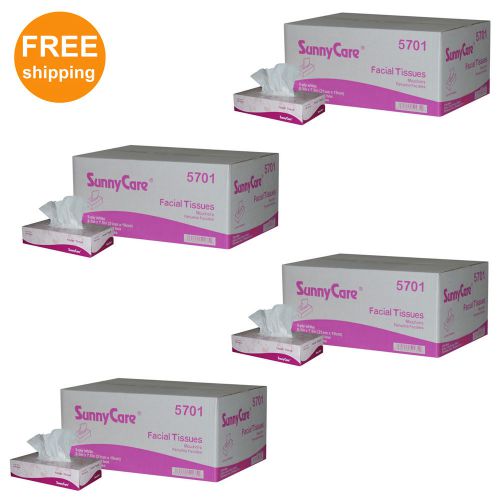 4 Cases ; 120boxes White 2-Ply Paper Facial Tissue,100/box, 30 boxes/case