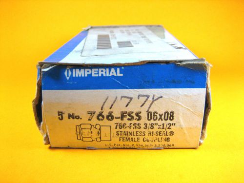 Imperial Eastman - 766-FSS - 06x08 SS Hi-Seal Fem. Coupling 3/8&#034;x1/2&#034; (Box of 5)