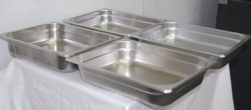 (4) Stainless Steel Buffet Steam or Cold Trays/Pans - 10 1/2 x 12 7/8 - 4 in D