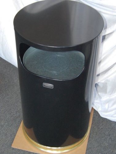 Rubbermaid SO16-10 Black &amp; Brass Round Trash Receptacle, BRAND NEW