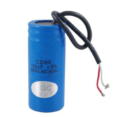 100uf 450v ac cd60 2 black wire lead motor start run capacitor dp for sale