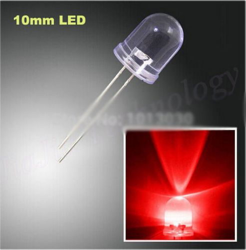 30pcs 10mm led diodes water clear red light ultra bright round high quality for sale