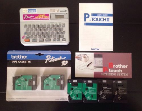 Vintage Brother P-Touch III PT-10 Label Maker w/ 6 Extra TC-10 Tape Cassettes