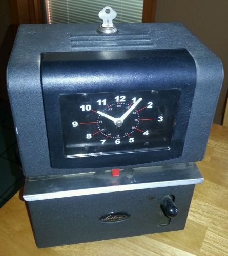 Latham Model 2121 Heavy Duty Manual Time Clock  Electric W/Key  Works Clean