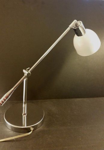 22&#034; Swing Arm Chrome Industrial Architect / Desk Lamp~ Porcelain Shade Swivels