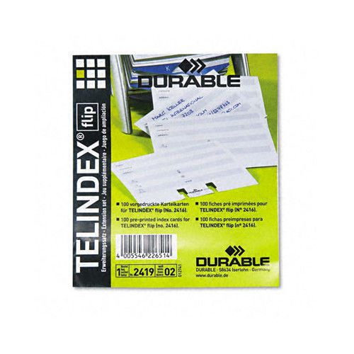 Durable Office Products Corp. Telindex Flip Address Card Refills 100/Pack