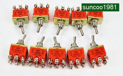New 10pcs 6-Pin Toggle DPDT ON-OFF-ON Switch 15A 250V 4PI