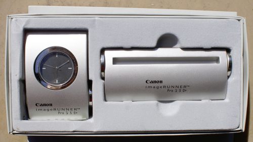 Desk Clock and Business Card Holder, Gift Boxed Set with Canon Logo