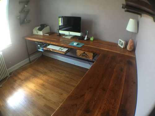 Rustic Reclaimed Wood L-Shaped Desk