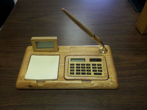 Wooden Desk Set with Clock and Calculator ( New )