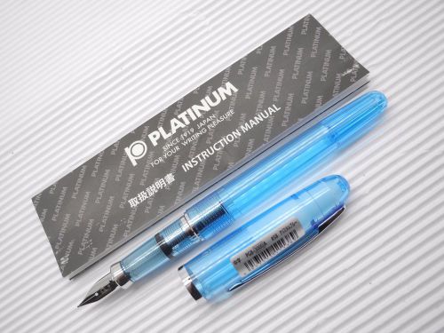 Clear Blue Platinum PGB-3000A 0.5mm medium fountain pen free 2 cartridges(Japan)