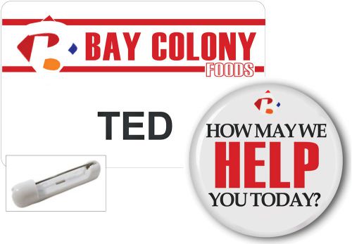 NAME BADGE BUTTON SET HALLOWEEN  TED FROM BAY COLONY PIN SHIPS FREE