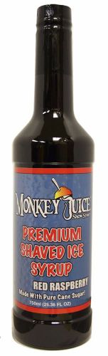 Red raspberry snow cone syrup - made with pure cane sugar - monkey juice brand for sale