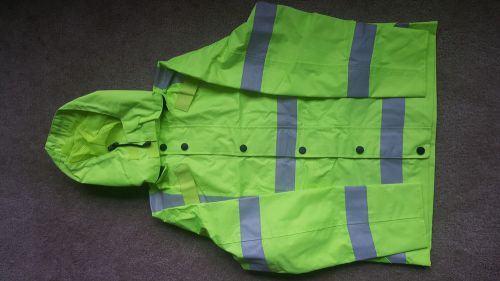 Hi-Vis waterproof Safety Bomber Reflective Jacket Road Work with hood