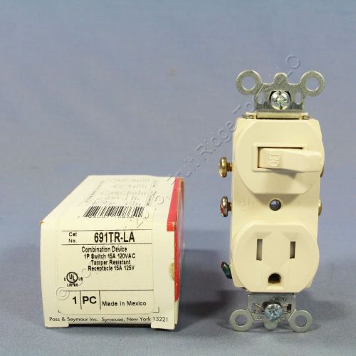 P&amp;s lt almond tamper resistant toggle light switch receptacle 5-15r 15a 691tr-la for sale