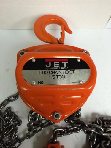 NEW 1.5 TON JET Chain Fall 15 FT Lift Triple Spur Geared Hoist L-90 101315