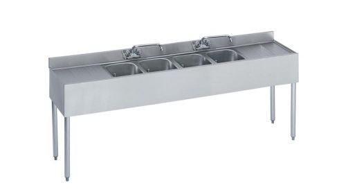 Krowne metal 4 compartment bar sink 18.5&#034;d two 12&#034; drainboards nsf - 18-64c for sale