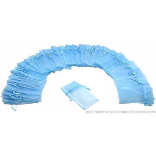 48 Baby Blue Organza Drawstring Jewelry Pouches 5&#034;