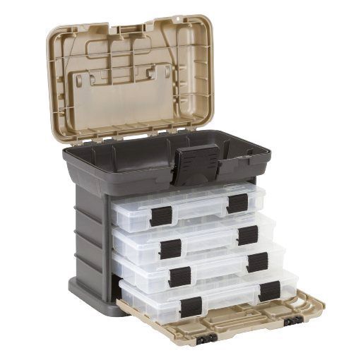 Plano Storage Tackle Fishing Box DuraView front cover 4 rack system (1354) .