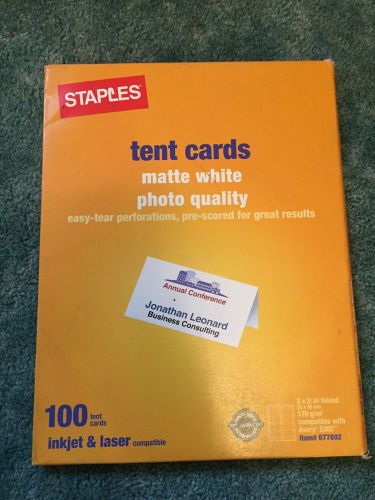 staples tent cards matte white, 100 inkjet and laser jet compatible
