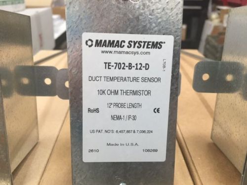MAMAC SYSTEMS TE-702-B-12-D DUCT TEM SENOSR 10K THERMISTOR LOT OF 3