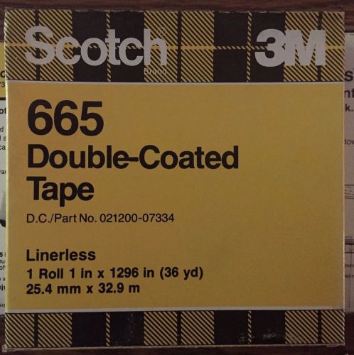 Scotch 665 Double Coated Tape, 1 Inch  36 yards Linerless, 3 Rolls, 3 inch Core