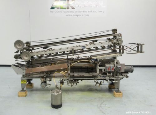 Used- new way packaging model ap horizontal roll through labeler. machine is cap for sale