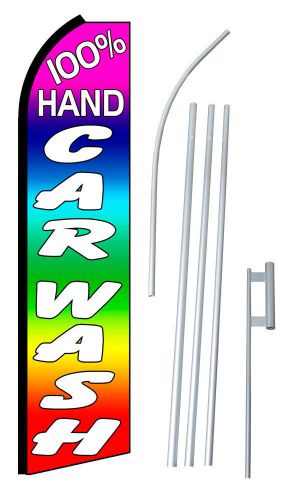 Hand Car Wash Flag Swooper Feather Sign Banner 15ft Kit made in USA