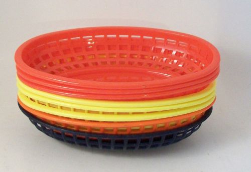 Lot Of 8 - Plastic Fast Food Basket Baskets Tray 9-3/8&#034; Oval *Used*
