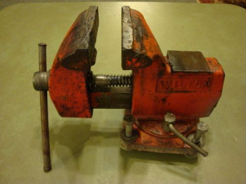Vintage wilton bench vise with swivel base jaw width 4&#034; made in usa for sale