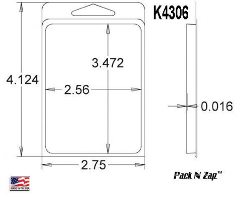 K4306: 1075 - 4&#034;H x 3&#034;W x0.02&#034;D Clamshell Packaging Clear Plastic Blister Pack