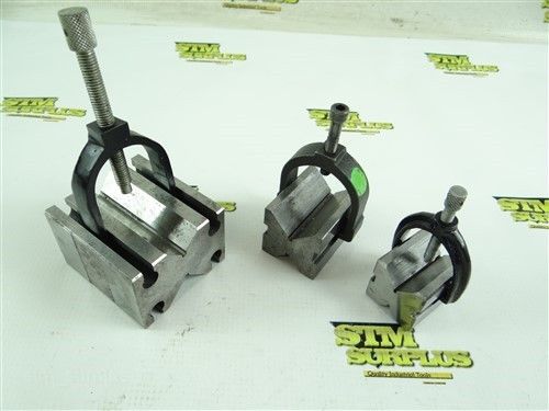 Lot of 3 precision v blocks w/ clamps for sale