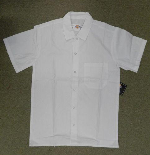 Dickies White Snap Front Chef Server Restaurant Uniform SS Shirt New XS