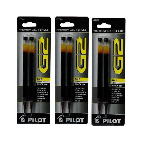 6 Pilot G2 Dr Grip Gel/Ltd ExecuGel Rollerball Gel Pen Refills BOLD 1.0mm. Black