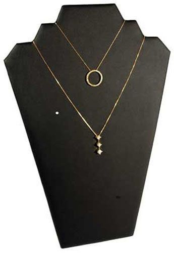 Black Leather Pendant Necklace Jewelry Display 13&#034;