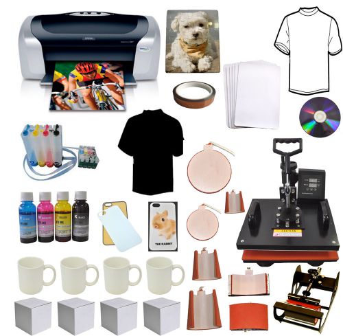 8in1 pro sublimation heat transfer press,epson printer c88,ciss,tshirt,mug,phone for sale