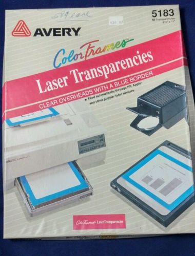 Avery Blue Color Frames Laser Transparencies 5183, Qty 15, 8.5x11&#034; sheets