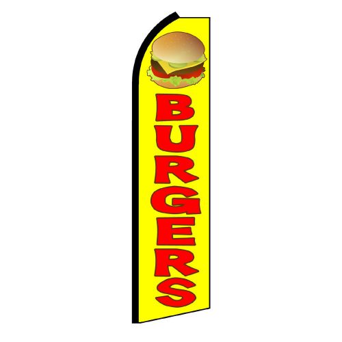 Burgers business sign Swooper flag 15 ft tall Feather Banner