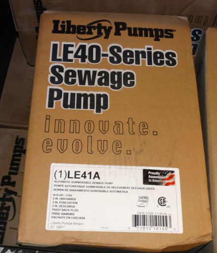LIBERTY PUMPS LE41A 4/10 HP CAST IRON SEWAGE PUMP 2&#034; w/ PIGGYBACK TETHER FLOAT