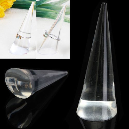 2x Cone Acrylic Transparent Jewelry Ring Decor Exhibition Display Holder Stand
