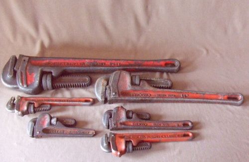 SET OF 6 RIGID &amp; ROTHENBERGER PIPE WRENCHES 1-18&#034;, 1-14&#034;, 3-8&#034; &amp; 1-6&#034;