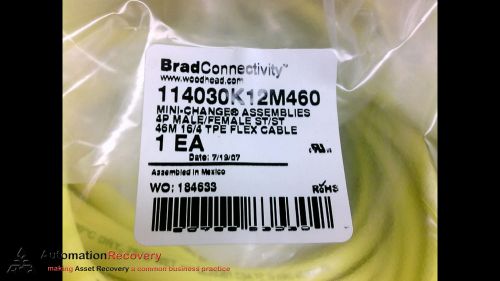 BRAD CONNECTIVITY 114030K12M460, CORD, 4 POLE MALE/FEMALE STRAIGHT, NEW