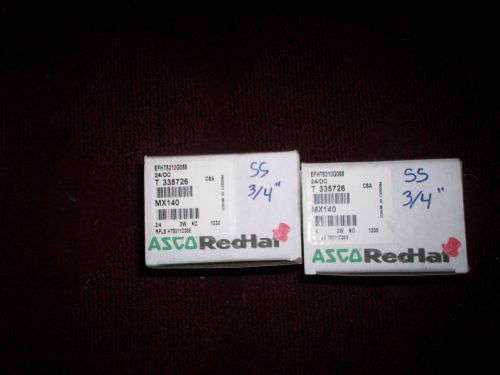 3/4&#034; ASCO RedHat EFHT8210G088 SS 2W NC 24DC Solenoid Valve NEW IN BOX Qty of 2