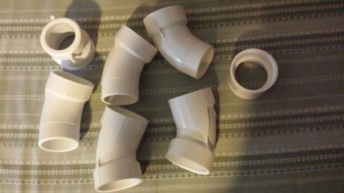 Lot of 7 Charlotte Pipe parts-1-1/2  ,. Elbow ;coupling and male adapter