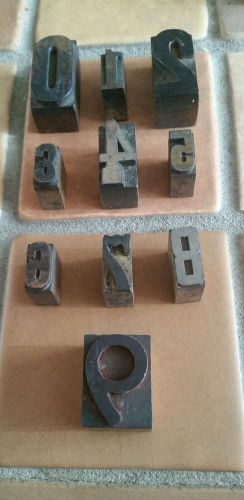 Letter Press Numbers 0 - 9 Antique Wood