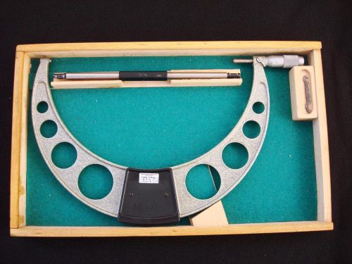 10&#034; - 11&#034; OUTSIDE MICROMETER  w/ WOOD BOX