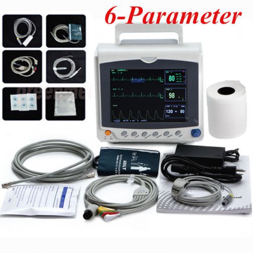 8-inch ICU CCU 6-Parameter Patient Monitor  ECG/NIBP/SpO2/PR/TEMP/RESP+ Printer
